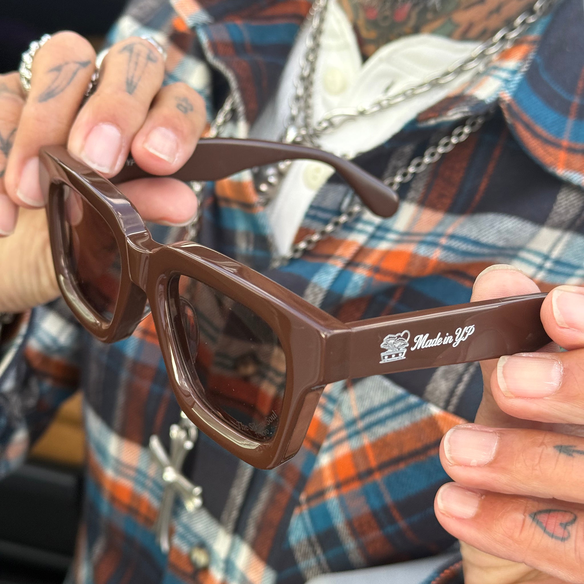 MADE IN YP サングラス：BROWN FRAME TRANSITION BROWN LENS（YP-02