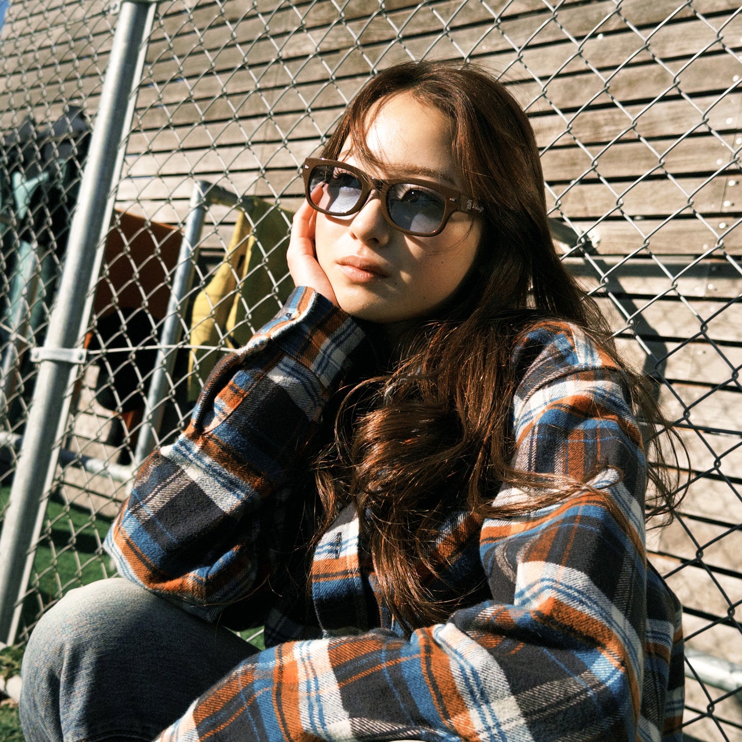 MADE IN YP サングラス：BROWN FRAME BLUE LENS（YP-01）