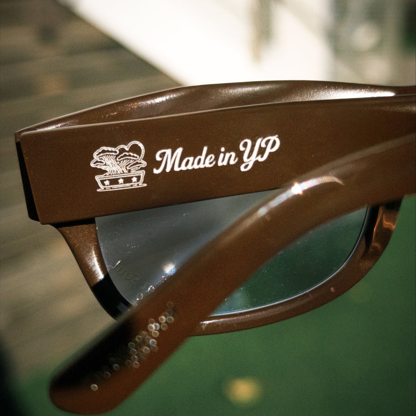 MADE IN YP サングラス：BROWN FRAME BLUE LENS（YP-01）