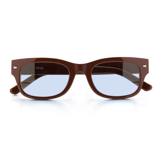 MADE IN YP サングラス：BROWN FRAME BLUE LENS（YP-01）