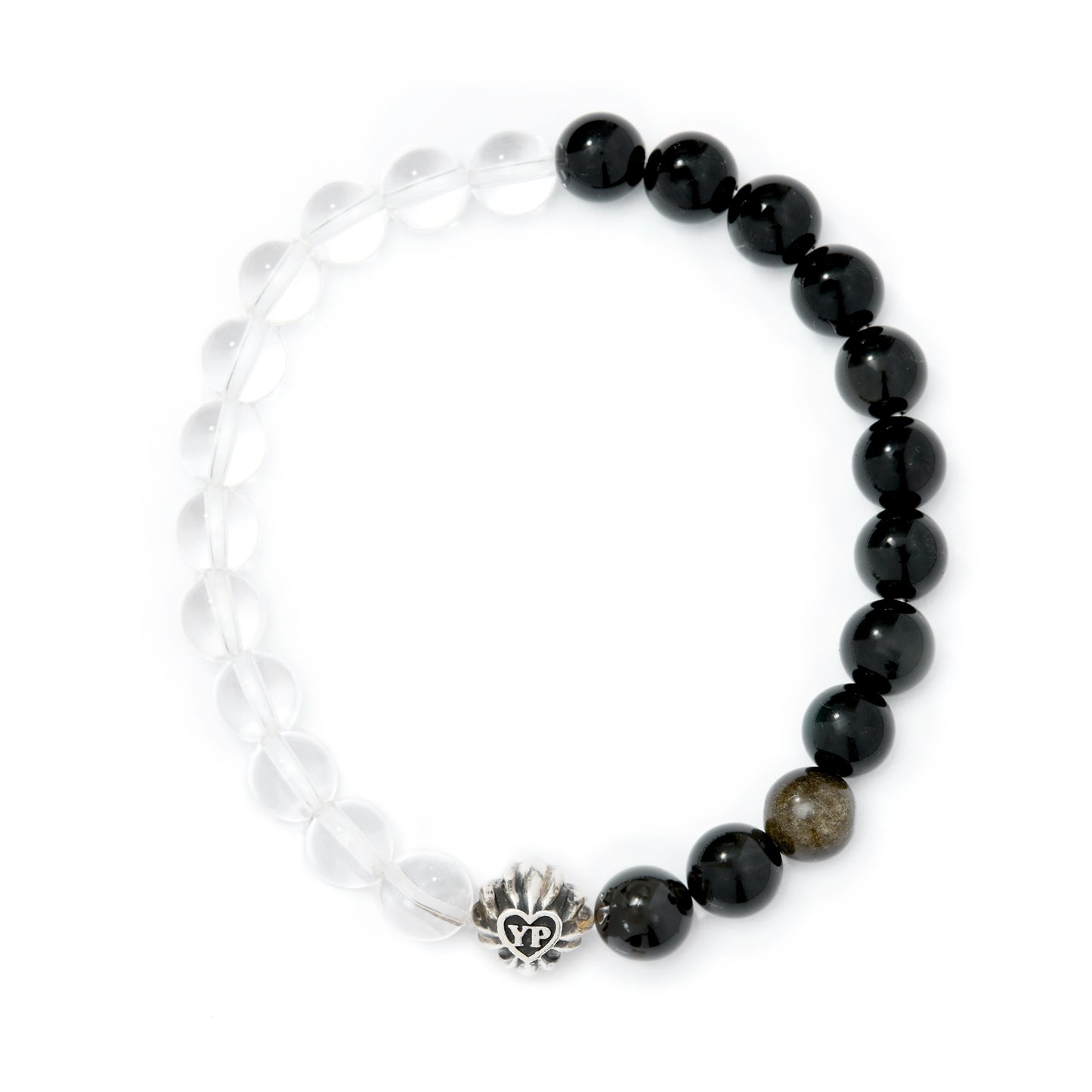【期間限定】MADE IN YP パワーストーンブレスレット：QUARTZ × GOLDEN OBSIDIAN （シルバー1個）【受注生産】