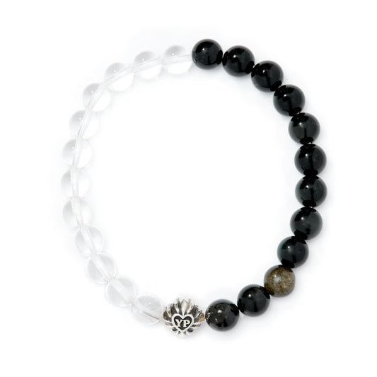 【期間限定】MADE IN YP パワーストーンブレスレット：QUARTZ × GOLDEN OBSIDIAN （シルバー1個）【受注生産】