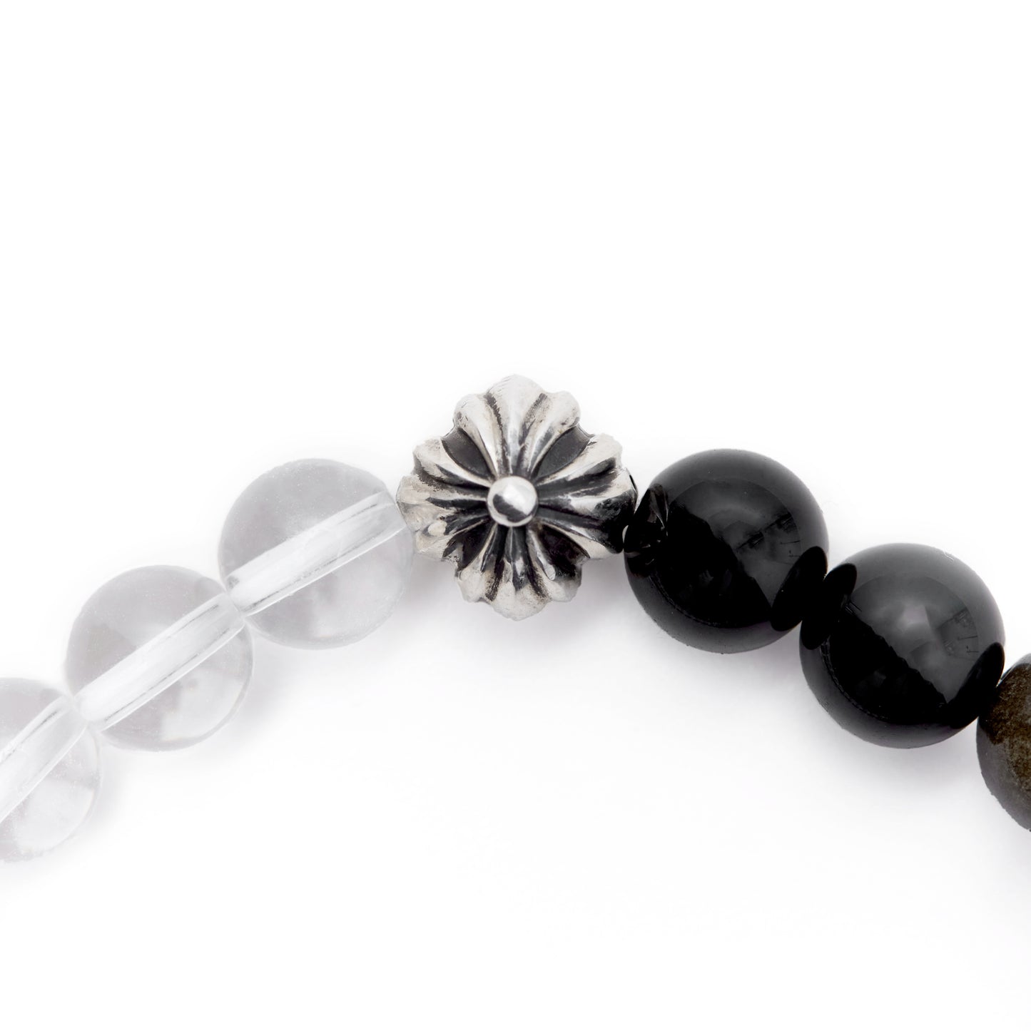 【期間限定】MADE IN YP パワーストーンブレスレット：QUARTZ × GOLDEN OBSIDIAN （シルバー1個）【受注生産】
