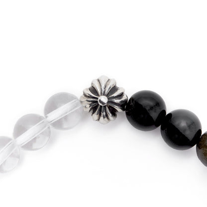 【期間限定】MADE IN YP パワーストーンブレスレット：QUARTZ × GOLDEN OBSIDIAN （シルバー1個）【受注生産】