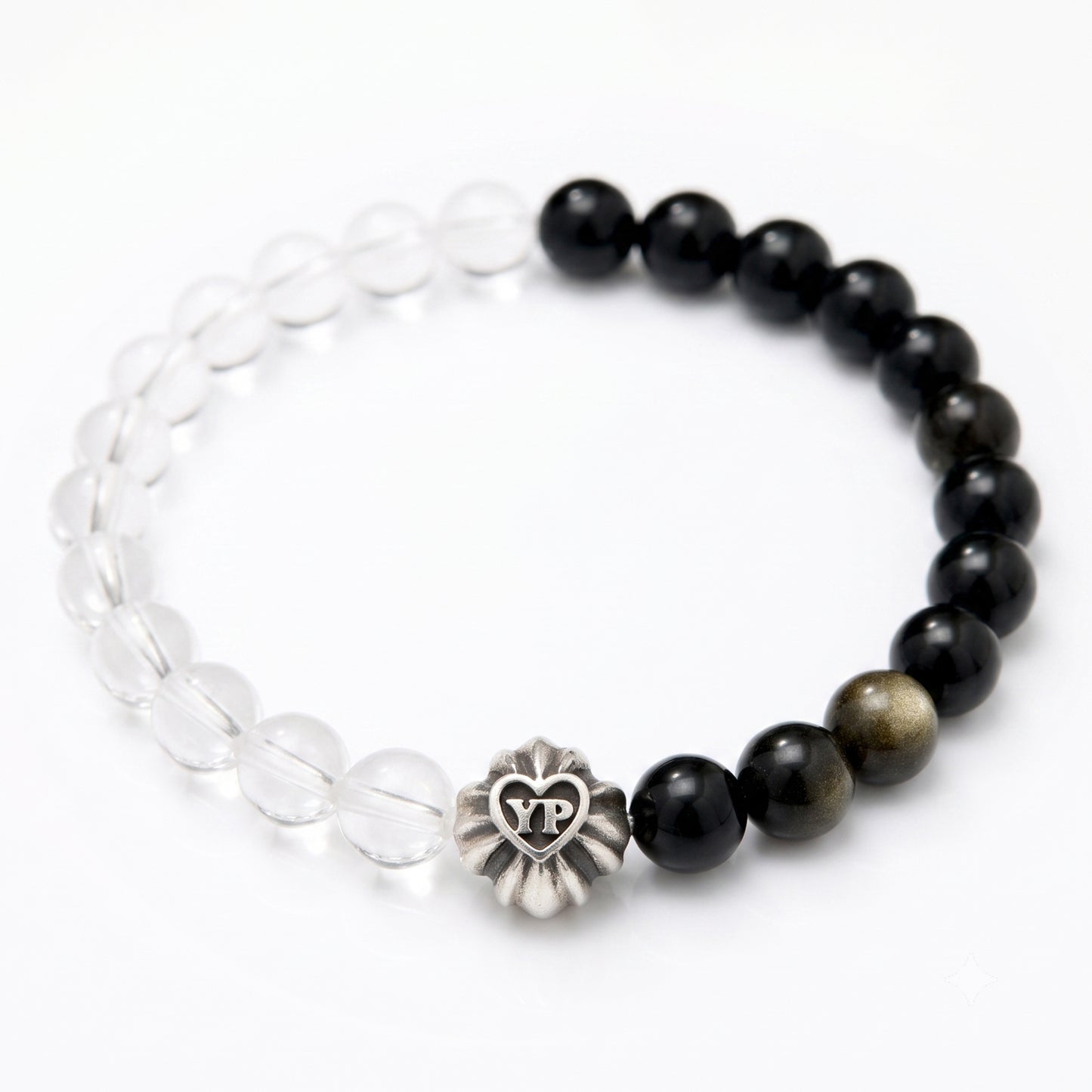 【期間限定】MADE IN YP パワーストーンブレスレット：QUARTZ × GOLDEN OBSIDIAN （シルバー1個）【受注生産】