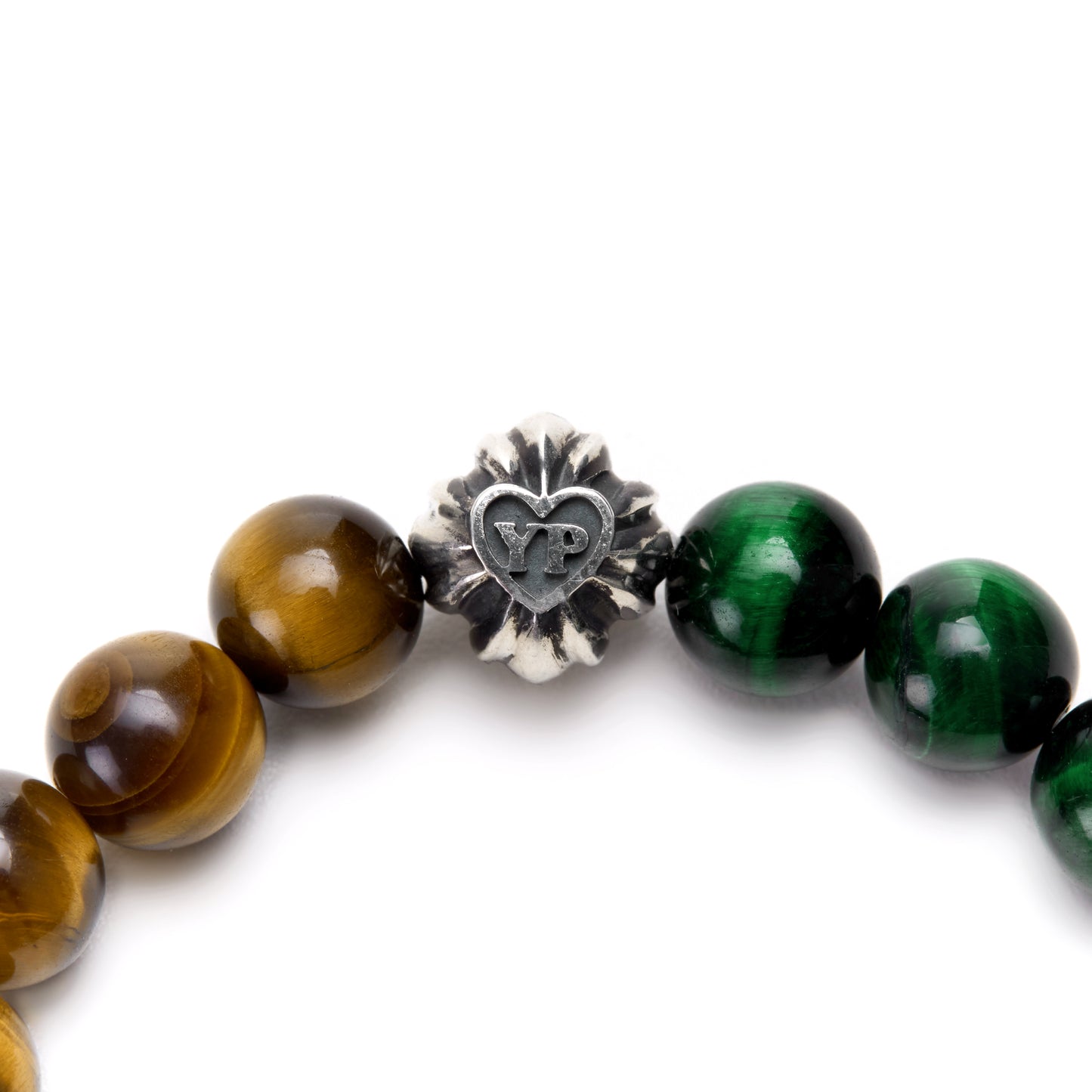 【期間限定】MADE IN YP パワーストーンブレスレット：TIGER'S EYE × GREEN TIGER'S EYE（シルバー1個）【受注生産】