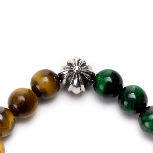 【期間限定】MADE IN YP パワーストーンブレスレット：TIGER'S EYE × GREEN TIGER'S EYE（シルバー1個）【受注生産】