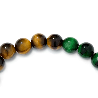 【期間限定】MADE IN YP パワーストーンブレスレット：TIGER'S EYE × GREEN TIGER'S EYE（シルバー1個）【受注生産】