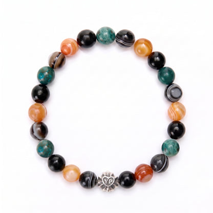 【期間限定】MADE IN YP パワーストーンブレスレット：ONYX × CHRYSOCOLLA × EYE AGATE × RED EYE AGATE（シルバー1個）【受注生産】