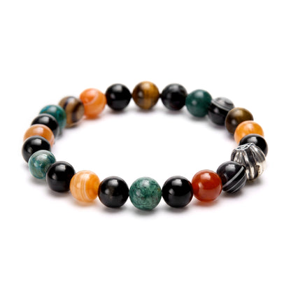 【期間限定】MADE IN YP パワーストーンブレスレット：ONYX × CHRYSOCOLLA × EYE AGATE × RED EYE AGATE（シルバー1個）【受注生産】