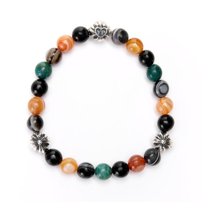 【期間限定】MADE IN YP パワーストーンブレスレット：ONYX × CHRYSOCOLLA × EYE AGATE × RED EYE AGATE（シルバー3個）【受注生産】