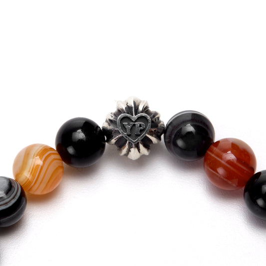 【期間限定】MADE IN YP パワーストーンブレスレット：ONYX × CHRYSOCOLLA × EYE AGATE × RED EYE AGATE（シルバー3個）【受注生産】