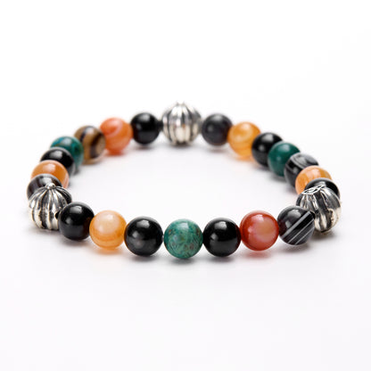 【期間限定】MADE IN YP パワーストーンブレスレット：ONYX × CHRYSOCOLLA × EYE AGATE × RED EYE AGATE（シルバー3個）【受注生産】